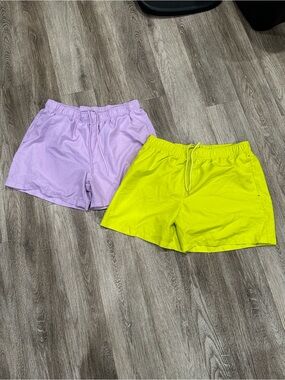George Men's Swim Trunks in Lavender and Neon Yellow